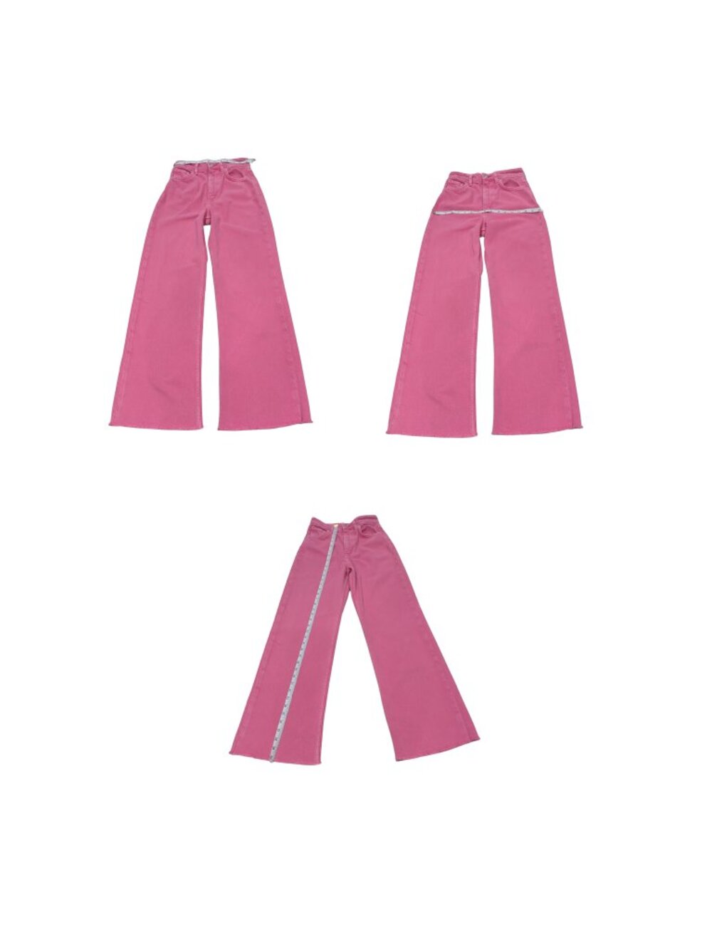 ZARA Hot Pink High Rise Wide Leg Jeans Raw Hem Barbiecore Size  2 - Picture 6 of 6